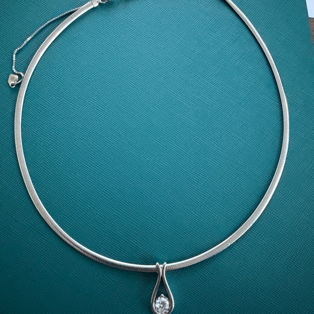 Effy Silver Necklace with Teardrop Crystal Pendant